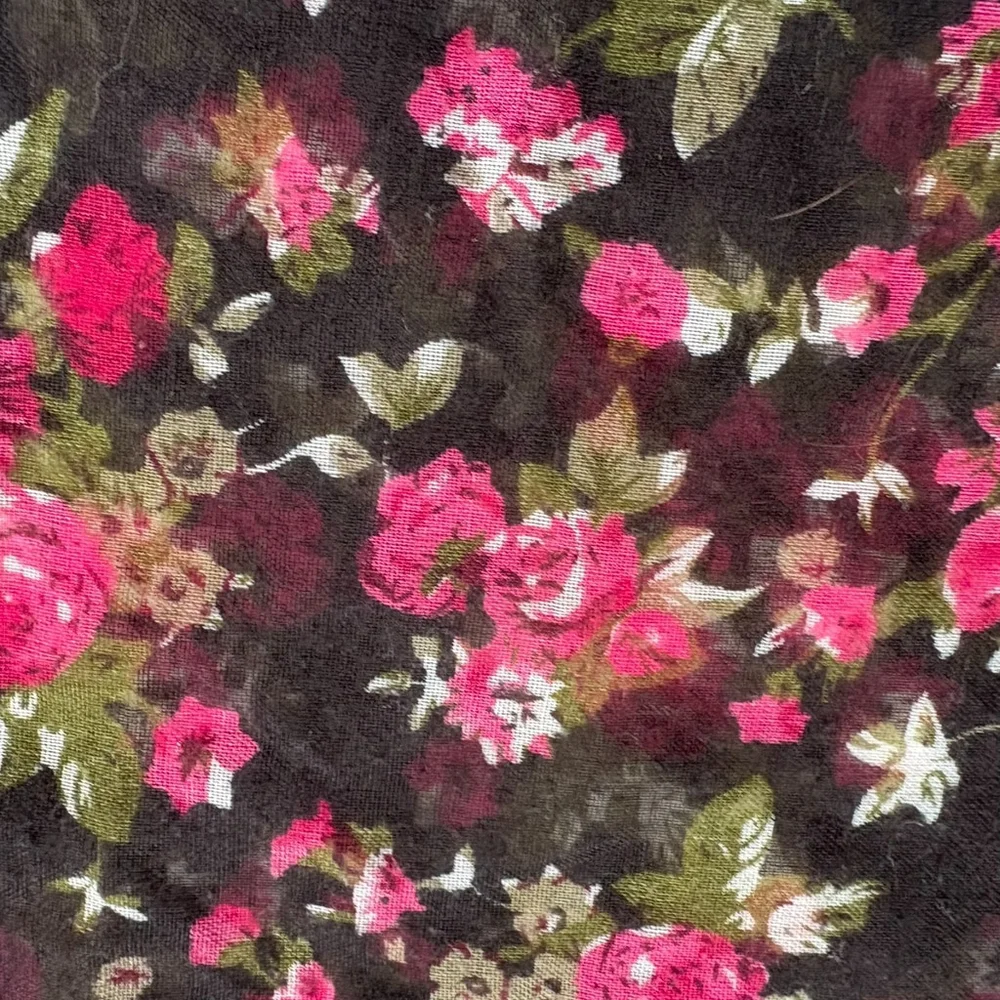 Black Pink Rose Floral Infinity Scarf